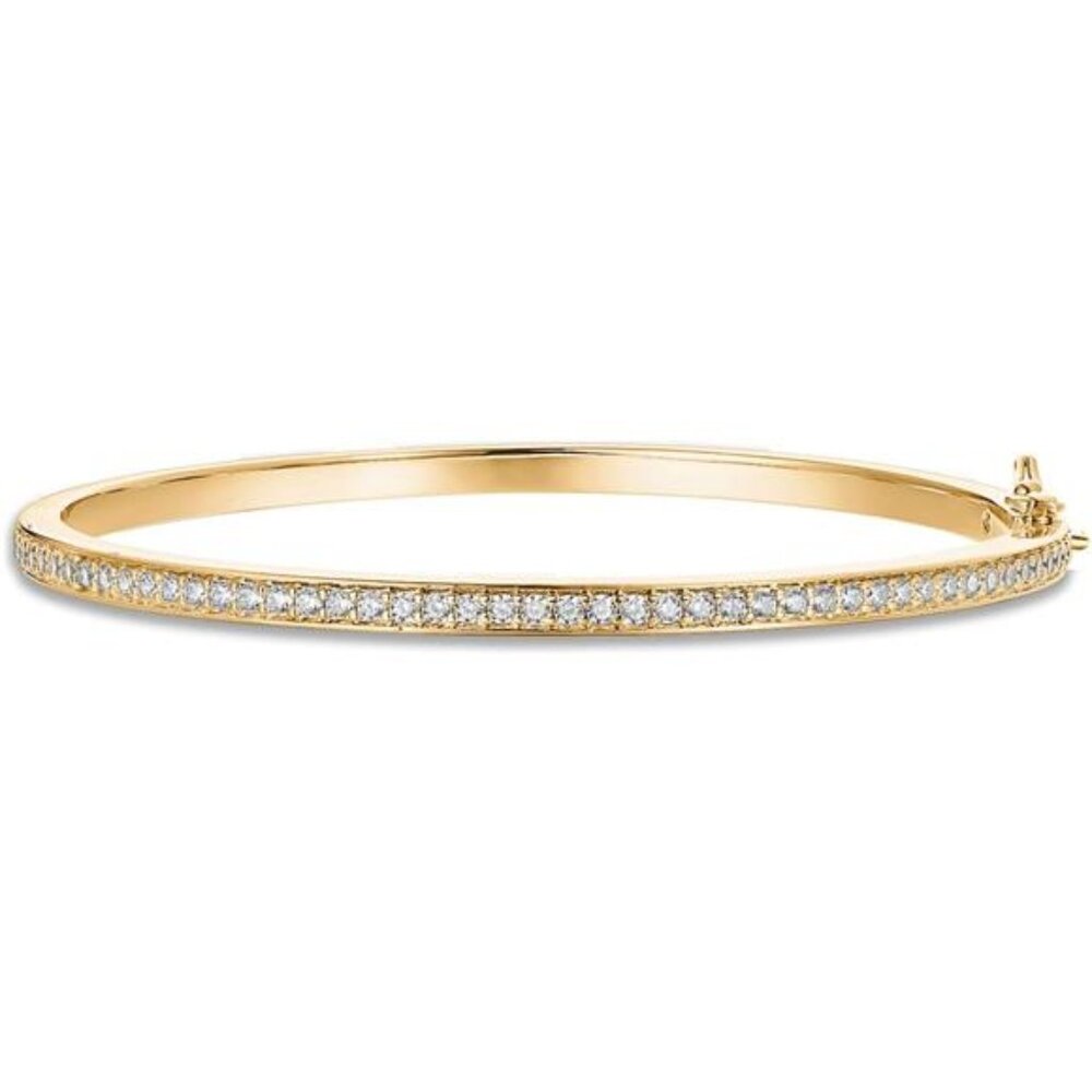 14K Gold Plated Cubic Zirconia Bangle Tennis Bracelets for Women |Classic Bangle